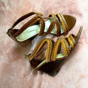 Multi coloured brown wedge shoes by Etienne Aigneg size 9 only wore once